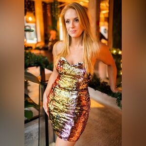 Alyce Paris - Sequin Strapless Dress - Multicolor